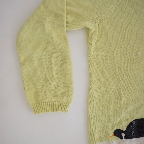 Vintage Susan Bristol Green Penguin Snowflake Christmas Sweater Holiday XL - Picture 7 of 10